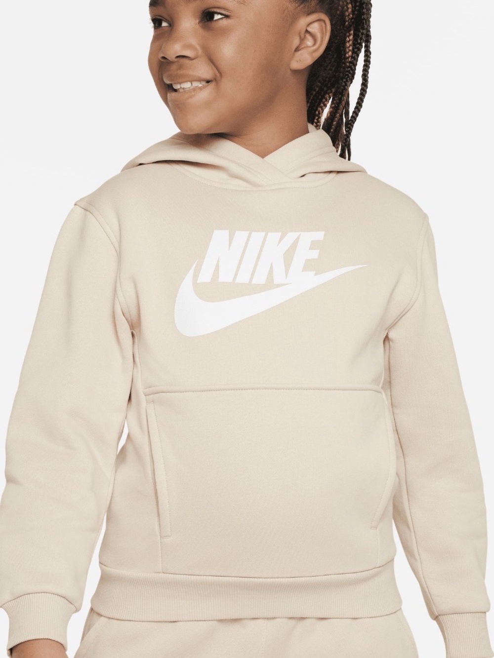 Nike Kids' Cream Pullover Hoodie with Logo